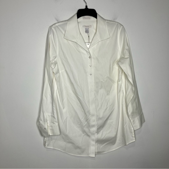 Chico’s no-iron white button down shirt women’s size 1 professional business - Picture 2 of 7